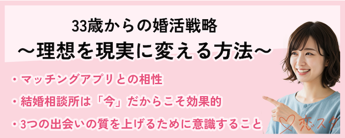 33歳からの婚活戦略方法を紹介している画像
