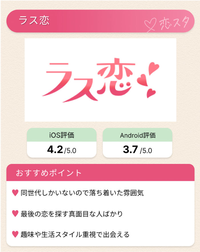 60代におすすめのアプリ「ラス恋」