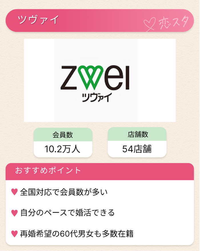 60代におすすめの結婚相談所「ツヴァイ」
