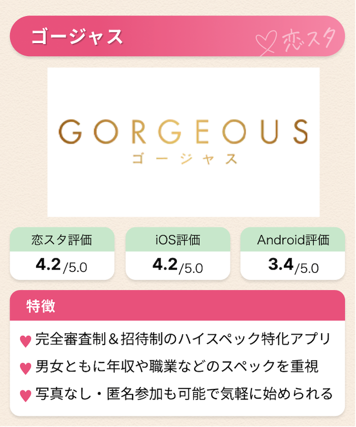 身バレが怖い人におすすめのマッチングアプリ9選「ゴージャス」