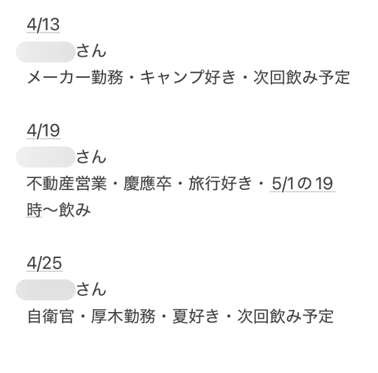 マッチングアプリで会った男性の特徴を書いてあるメモ画像